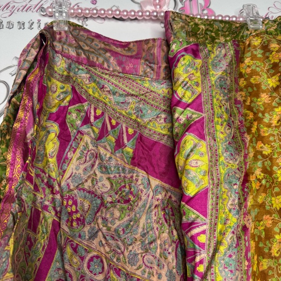 Wrap skirt multiway Kariza vintage paisley floral reversible Boho bohemian tie - Picture 12 of 13